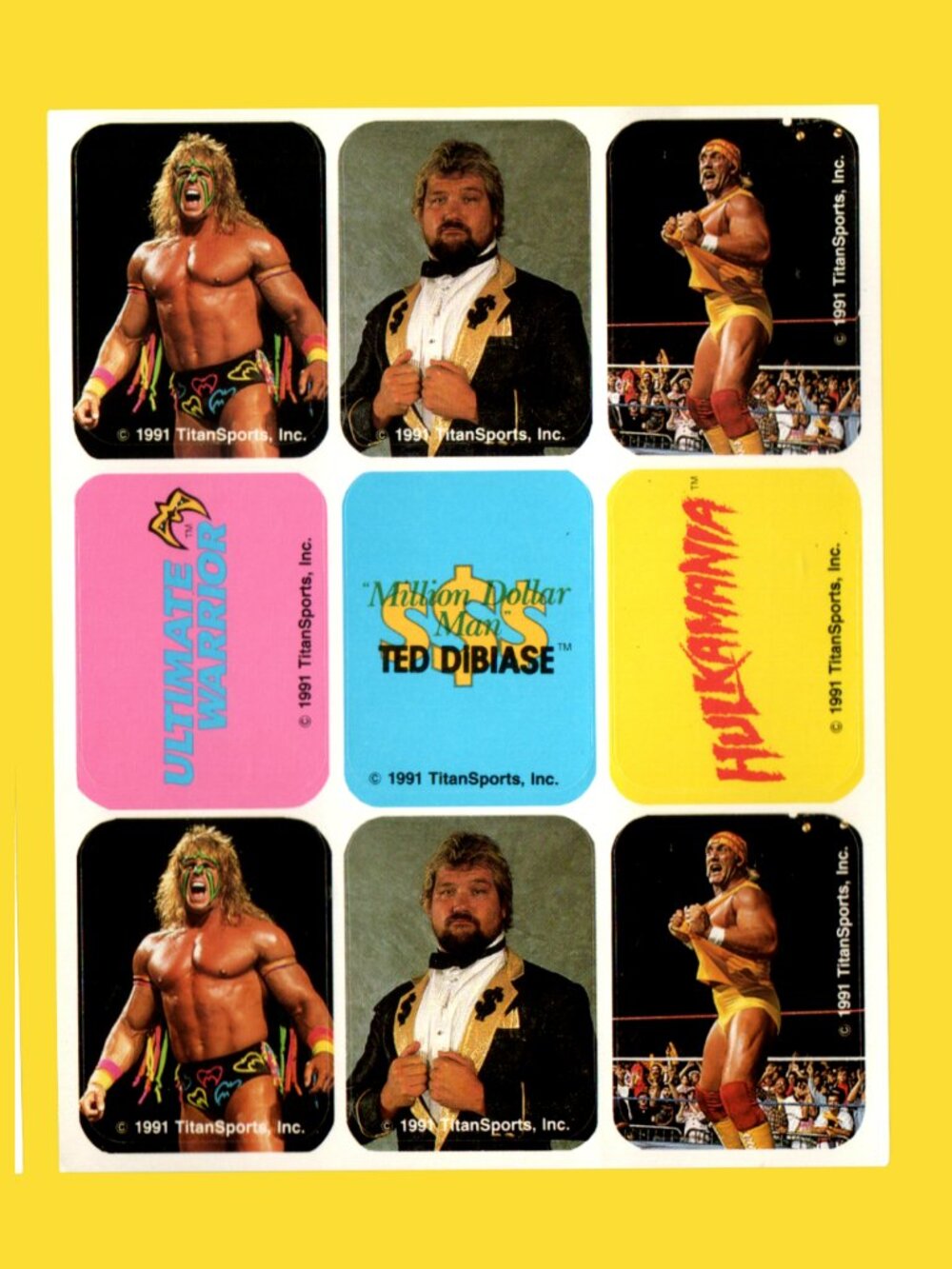 Titan Sports WWF Wrestling Sticker Sheet Vintage 90s Craft & Collecting